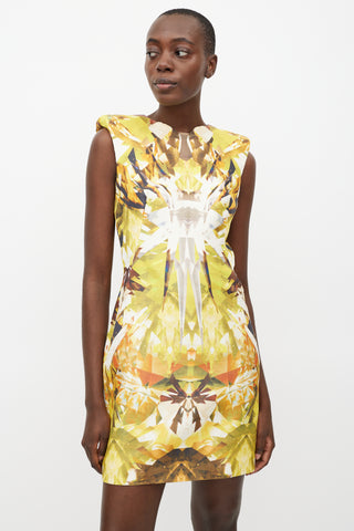 Alexander McQueen SS 2009 Runway Yellow 
Multicolour Gem Reflection Wool Dress