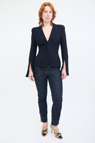 Alexander McQueen Black Sparkle Knit Boucle Jacket