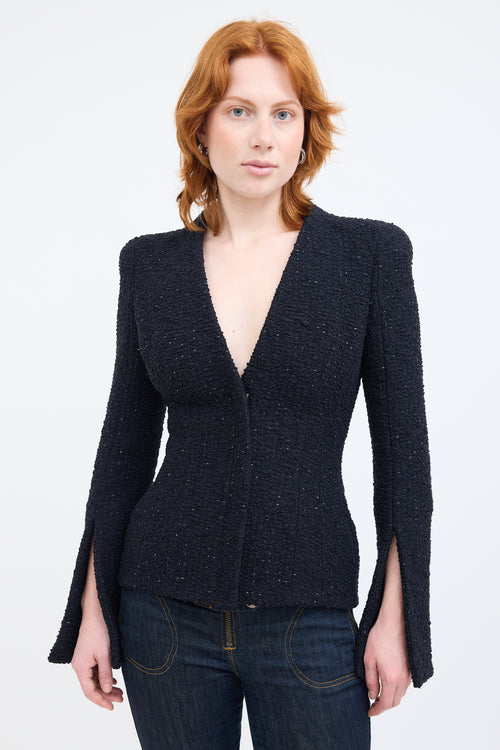 Alexander McQueen Black Sparkle Knit Boucle Jacket