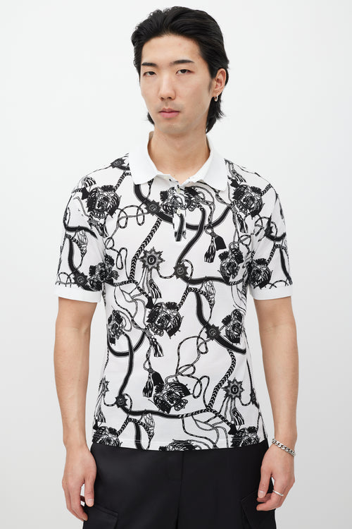 Alexander McQueen White 
Black Rope Print Polo