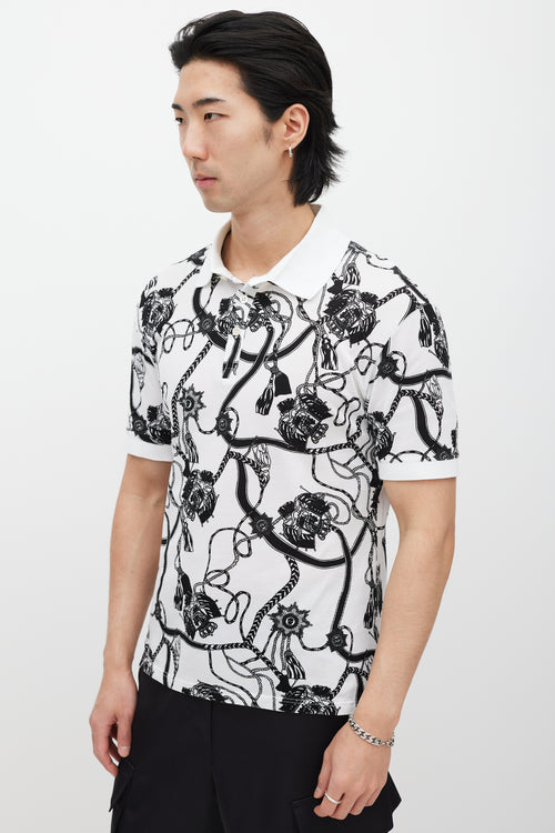 Alexander McQueen White 
Black Rope Print Polo