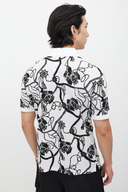 Alexander McQueen White 
Black Rope Print Polo