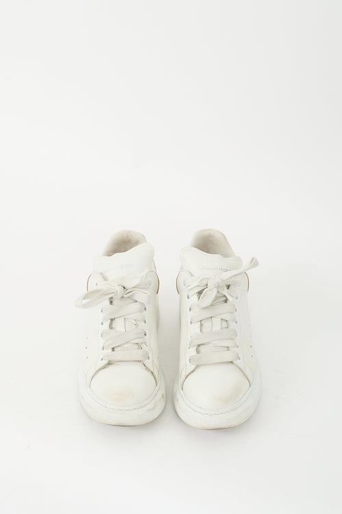 Alexander McQueen White 
Bronze Leather Oversized Sneaker