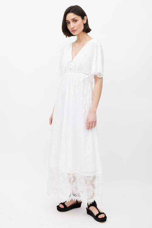 MCQ White Eyelet Lace Dress