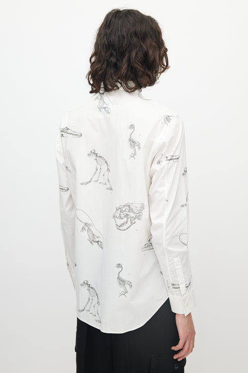 Alexander McQueen White 
Grey Fossil Print Button Up Shirt