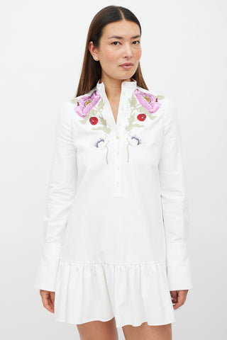 Alexander McQueen White 
Multicolour Floral Embroidered Dress