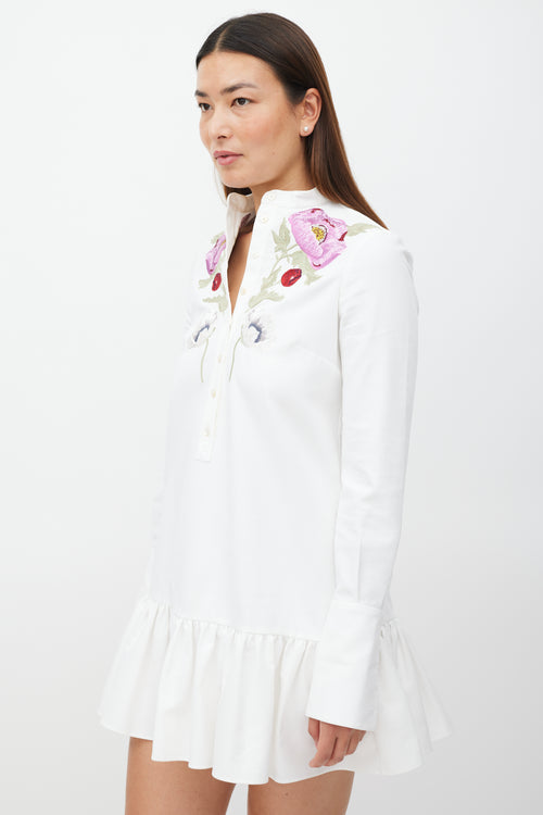 Alexander McQueen White 
Multicolour Floral Embroidered Dress