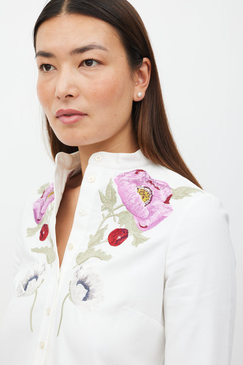 Alexander McQueen White 
Multicolour Floral Embroidered Dress