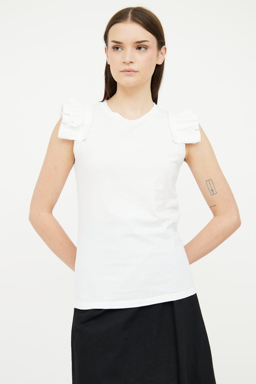 Alexander McQueen White Shoulder Pleated Top