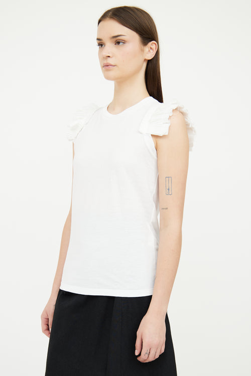 Alexander McQueen White Shoulder Pleated Top