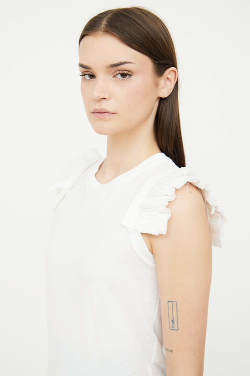 Alexander McQueen White Shoulder Pleated Top