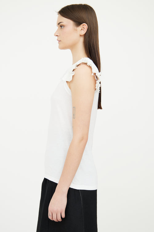 Alexander McQueen White Shoulder Pleated Top