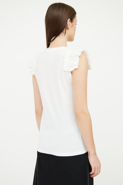 Alexander McQueen White Shoulder Pleated Top