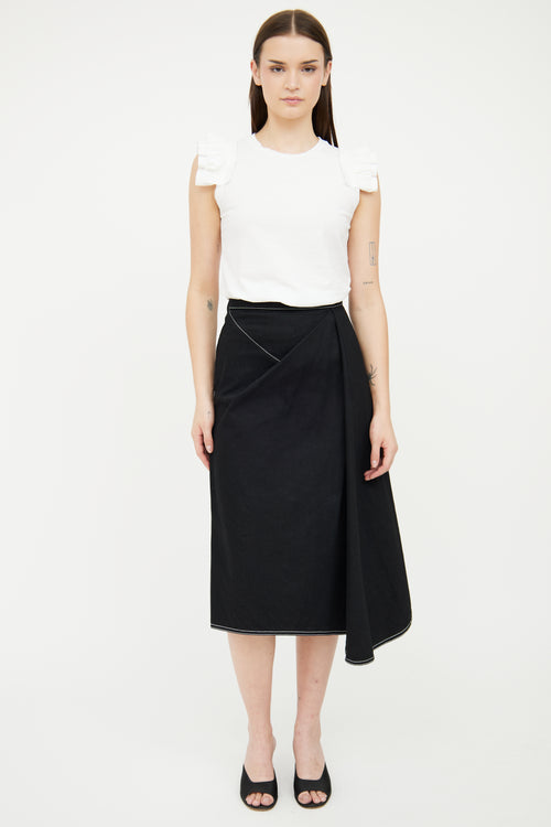 Alexander McQueen White Shoulder Pleated Top