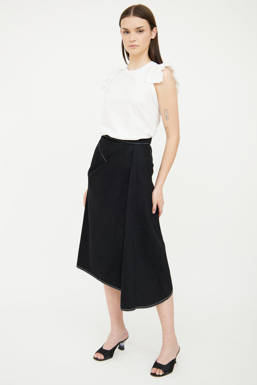 Alexander McQueen White Shoulder Pleated Top