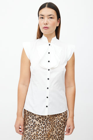 Alexander McQueen White Ruffle Bib Shirt