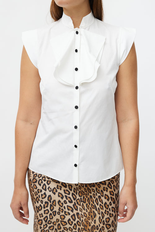 Alexander McQueen White Ruffle Bib Shirt