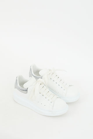 Alexander McQueen White 
Silver Leather Oversized Sneaker