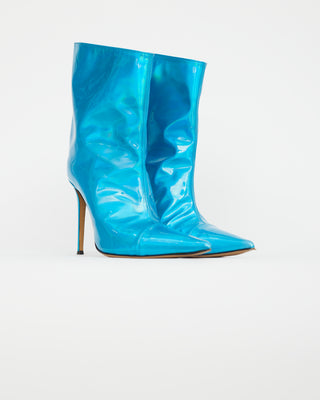 Alexander Vauthier Metallic Blue Leather Pointed Toe Boot