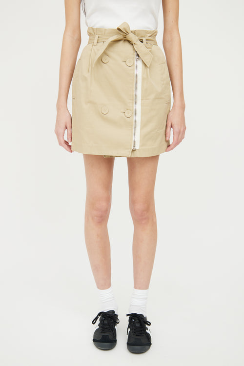 3.1 Phillip Lim Beige Belted Zip Front Short Skirt