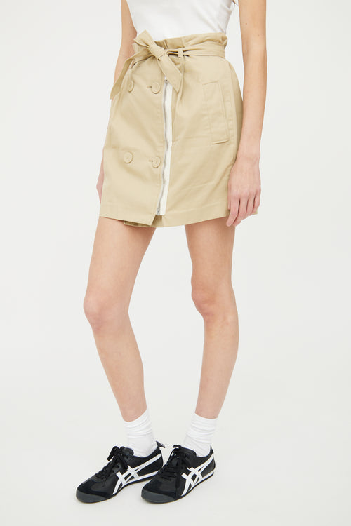 3.1 Phillip Lim Beige Belted Zip Front Short Skirt