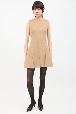 Alexander Wang Beige Neoprene Pleated Dress