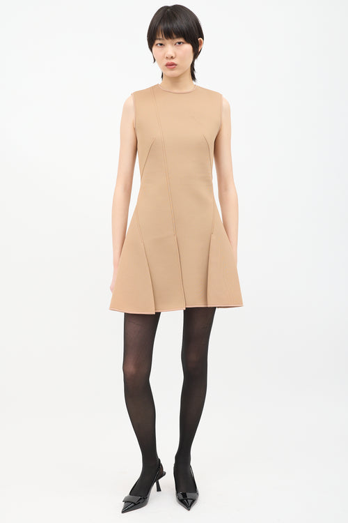 Alexander Wang Beige Neoprene Pleated Dress