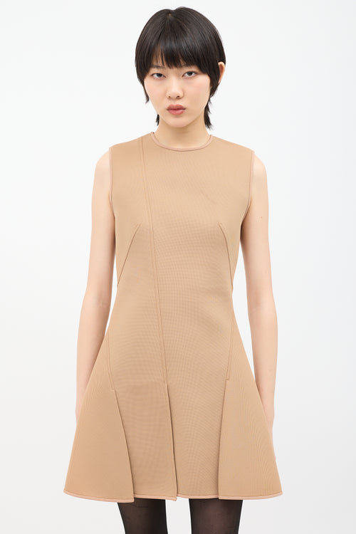 Alexander Wang Beige Neoprene Pleated Dress