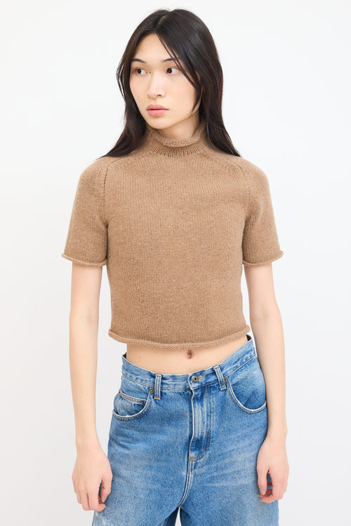 Alexander Wang Beige Wool Knit Short Sleeve Sweater