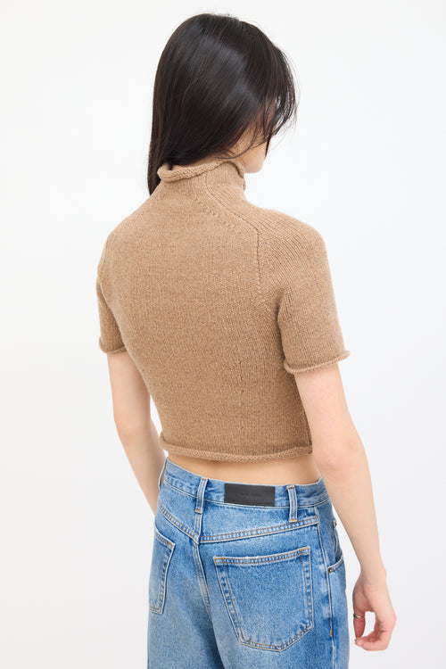 Alexander Wang Beige Wool Knit Short Sleeve Sweater