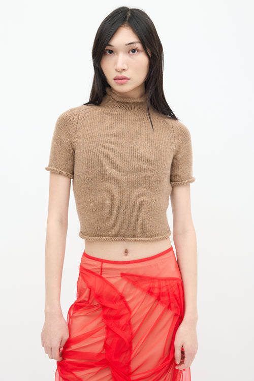 Alexander Wang Beige Wool Knit Turtleneck Top