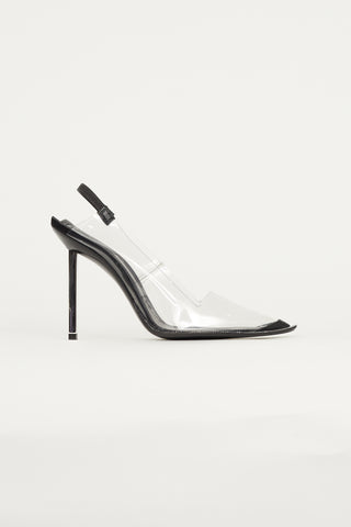 Alexander Wang Black 
Clear PVC Slingback Heel