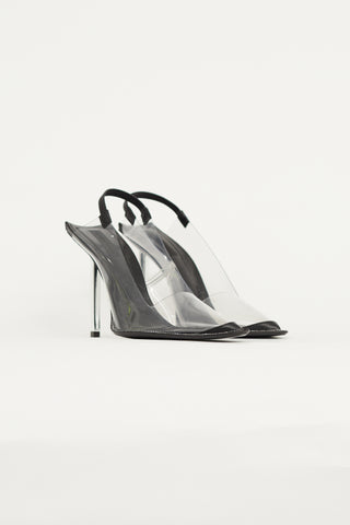 Alexander Wang Black 
Clear PVC Slingback Heel