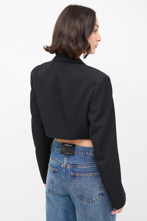 Alexander Wang Black Wool Logo Cropped Blazer