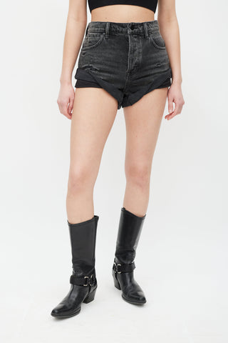 Alexander Wang Black Denim Hike Shorts