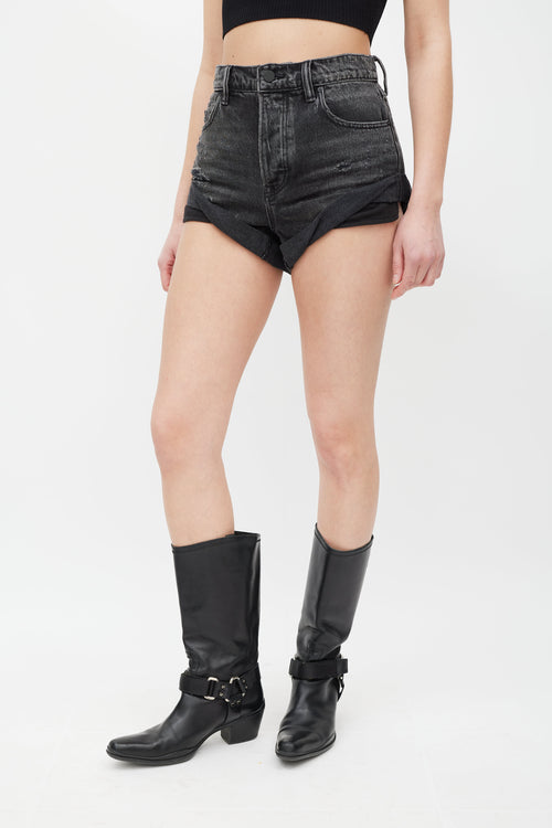 Alexander Wang Black Denim Hike Shorts