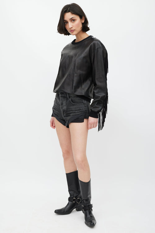 Alexander Wang Black Denim Hike Shorts