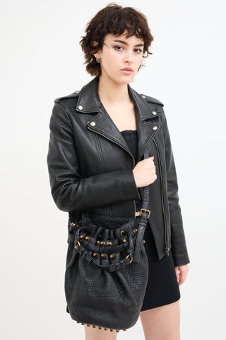 Alexander Wang Black Leather Studded Diego Bucket Bag