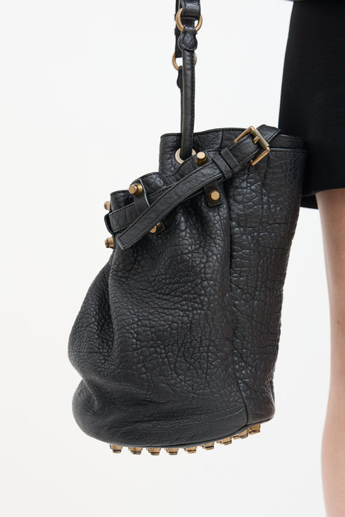 Alexander Wang Black Leather Studded Diego Bucket Bag