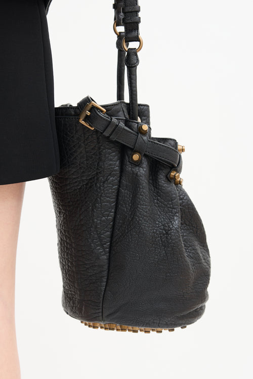 Alexander Wang Black Leather Studded Diego Bucket Bag