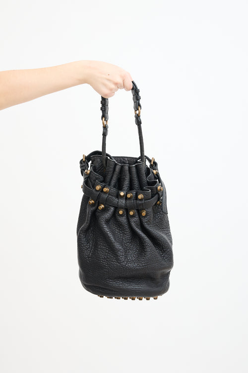 Alexander Wang Black Leather Studded Diego Bucket Bag