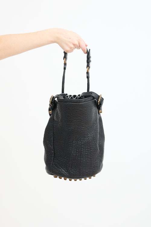 Alexander Wang Black Leather Studded Diego Bucket Bag