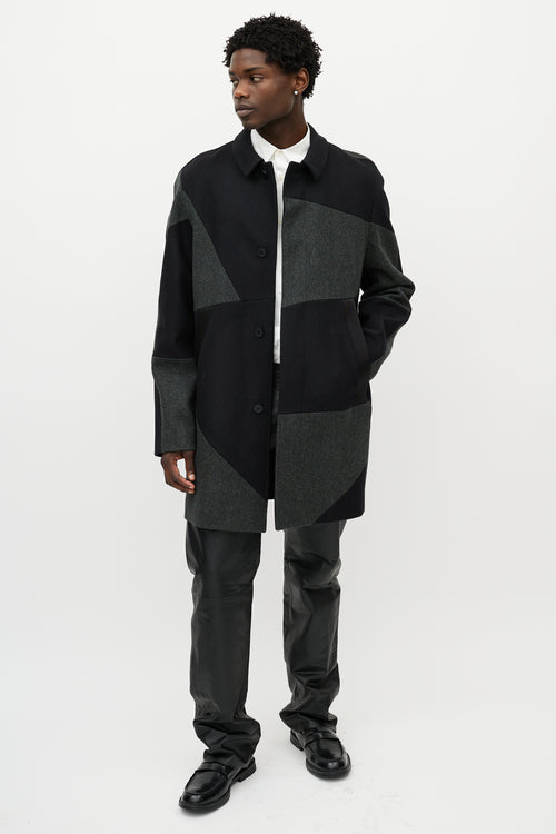 Alexander Wang Black 
Grey Wool Patchwork Coat