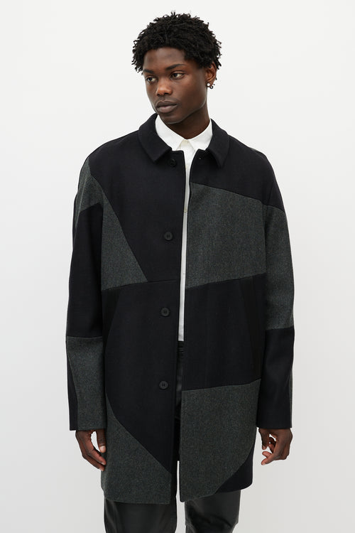 Alexander Wang Black 
Grey Wool Patchwork Coat