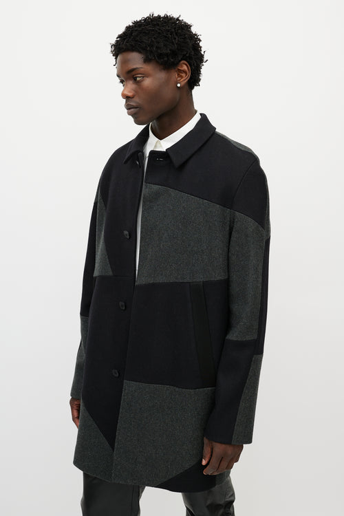 Alexander Wang Black 
Grey Wool Patchwork Coat