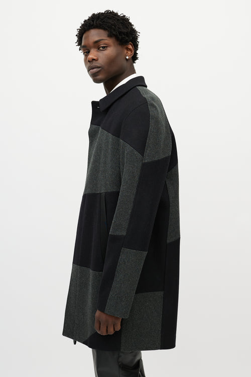 Alexander Wang Black 
Grey Wool Patchwork Coat