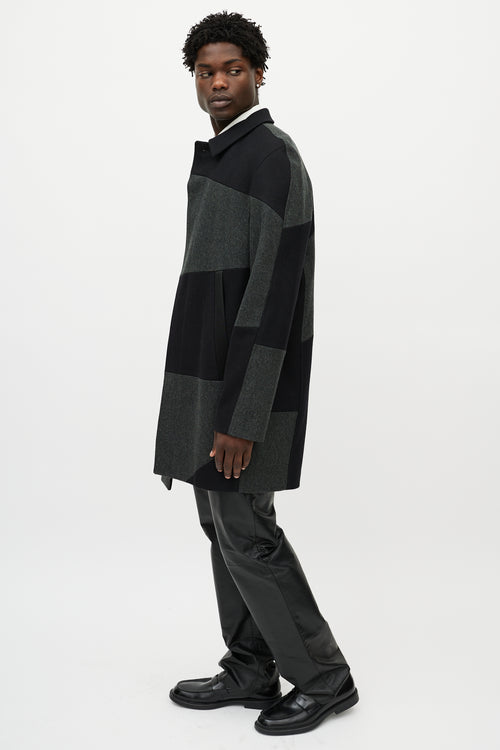 Alexander Wang Black 
Grey Wool Patchwork Coat