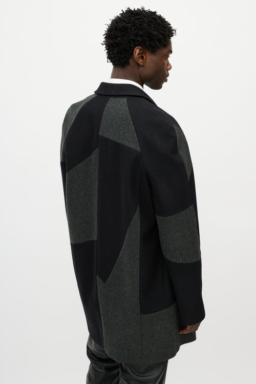 Alexander Wang Black 
Grey Wool Patchwork Coat