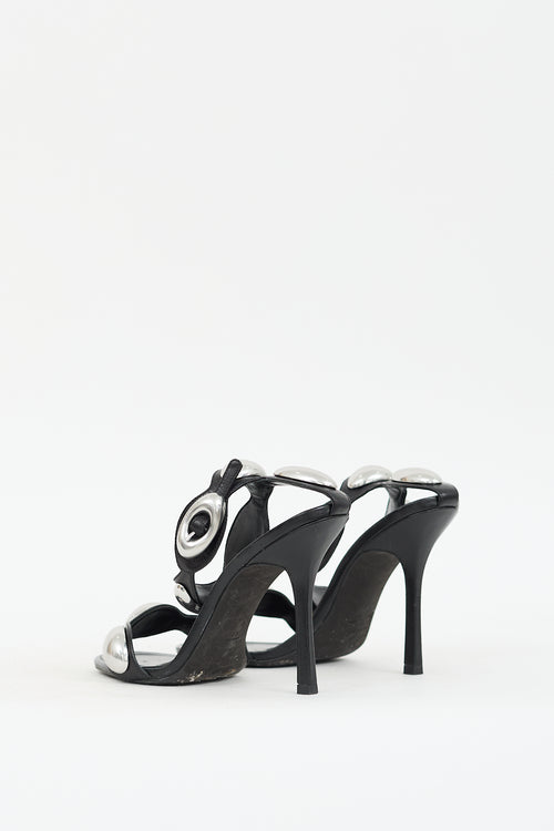 Alexander Wang Black Leather Dome Embellished Heel