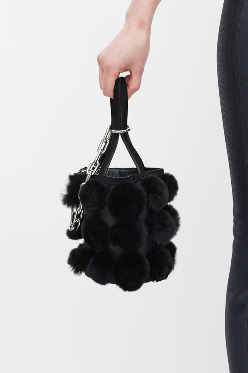 Alexander Wang Black Leather 
Fur Roxy Bucket Bag